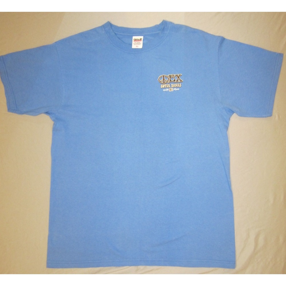 Vtg Anvil Tag OBX , NC (outerbanks) T-shirt Men's Large Blue Color Cotton